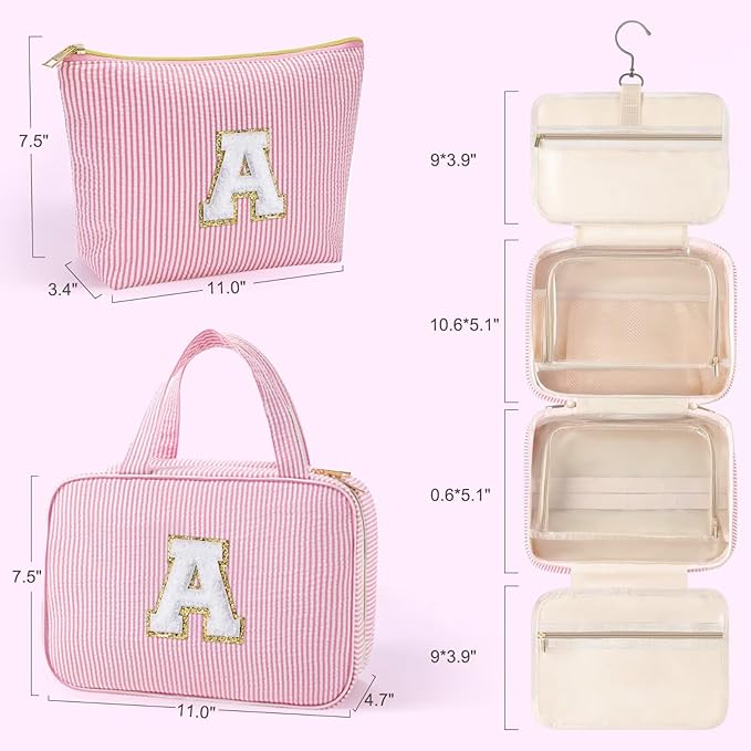 YOOLIFE 13 14 15 16 17 18 19 Year Old Girls Birthday Gifts - Hanging Toiletry Bag, Personalized Gifts for Women Teen Girls Daughter Sister Friends - Letter M, Blue