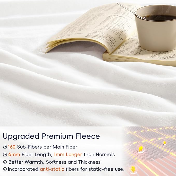 PHF Oversized King Fleece Blanket 120"x120", No Shed No Pilling Big Soft Blanket, Extra Large 10'x 10' Lightweight for Bed, Sofa Travel and Camping, Suitable for All Season, White