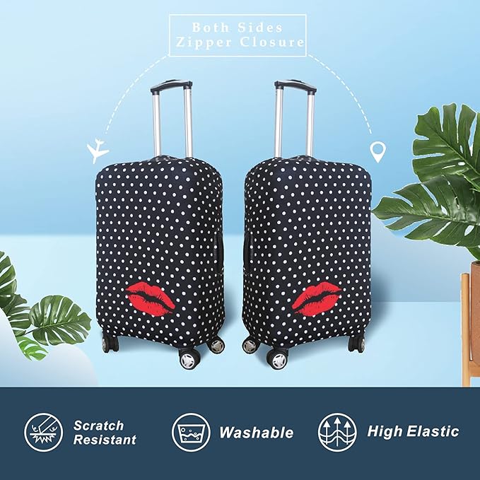 Explore Land Travel Luggage Cover Suitcase Protector Fits 31-32 Inch Case (Polkadot, XL)