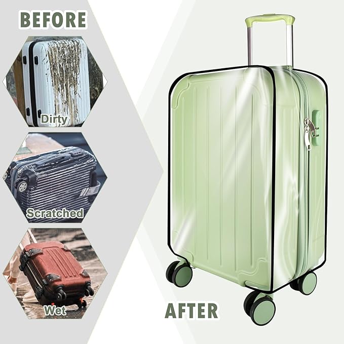 Thicken Clear Luggage Cover Protector, 24" PVC Luggage Covers for Suitcase Waterproof Dustproof Anti-scratch Travel Suitcase Covers Case for Wheeled Luggage