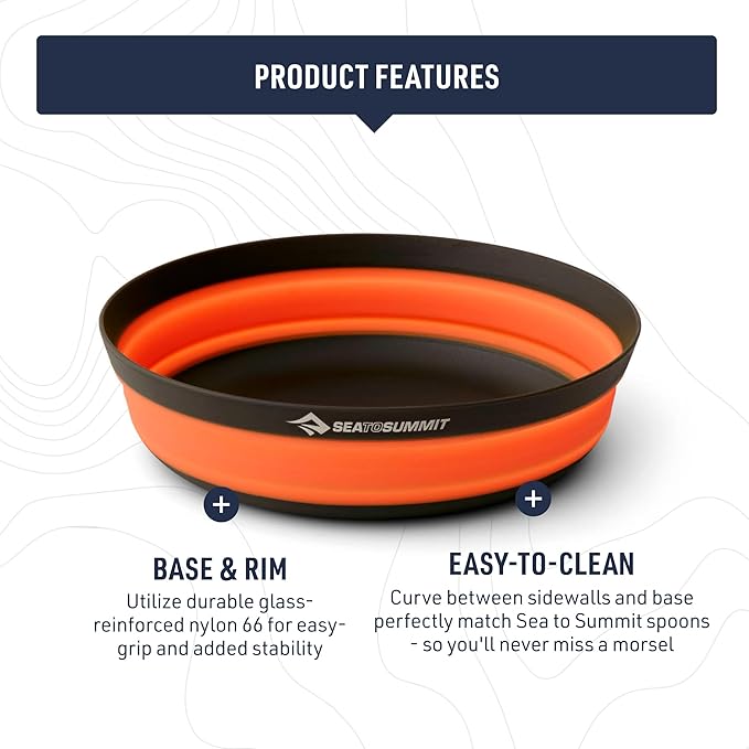 Sea to Summit Frontier Ultralight Collapsible Bowl, Medium (23 fl oz), Puffins Bill Orange
