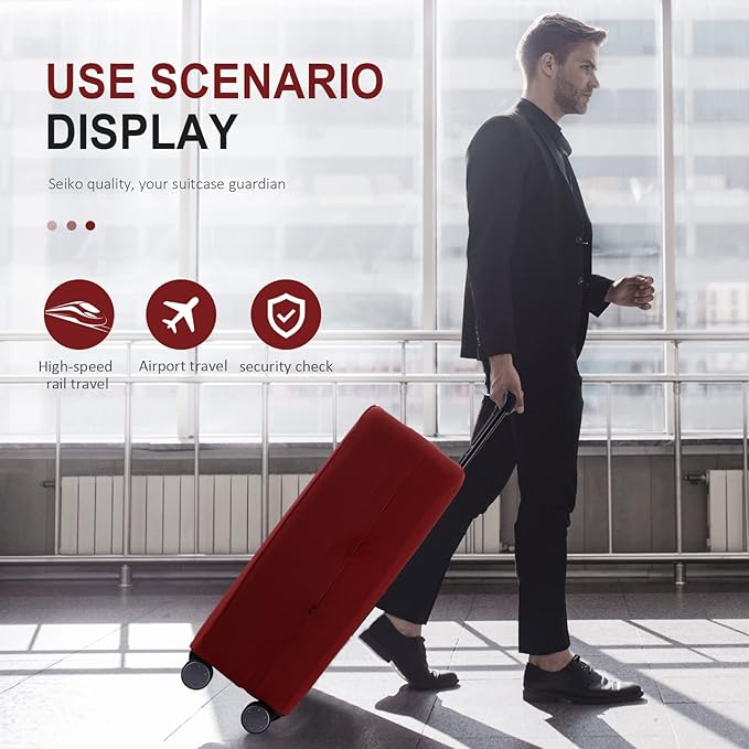Travel Luggage Cover Suitcase Protector Scratch-Resistant Fit 19-31 Inch Suitcase, Not Included Suitcase (Claret, S(19-21 inch))