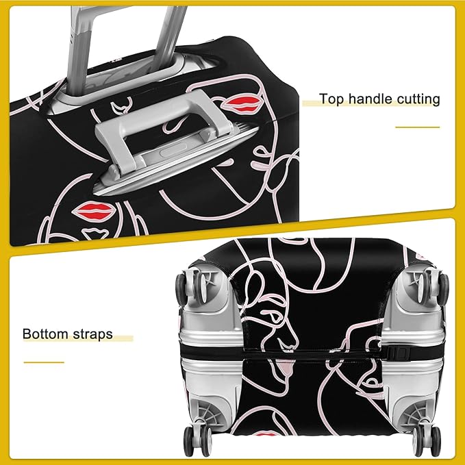 24 Inch PVC Luggage Protector Covers for TSA Approved Clear Suitcase Cover Protector Transparent Luggage Protective Cover Set (Figure, Suitable for 23"-24")