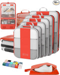 10 Set Compression Packing Cubes for Travel Essentials,Compressible Expandable Packing Cubes for Suitcase,OlarHike Luggage Organizer Bags for Travel,Handy Helper for Organizing Clothes(Orange)