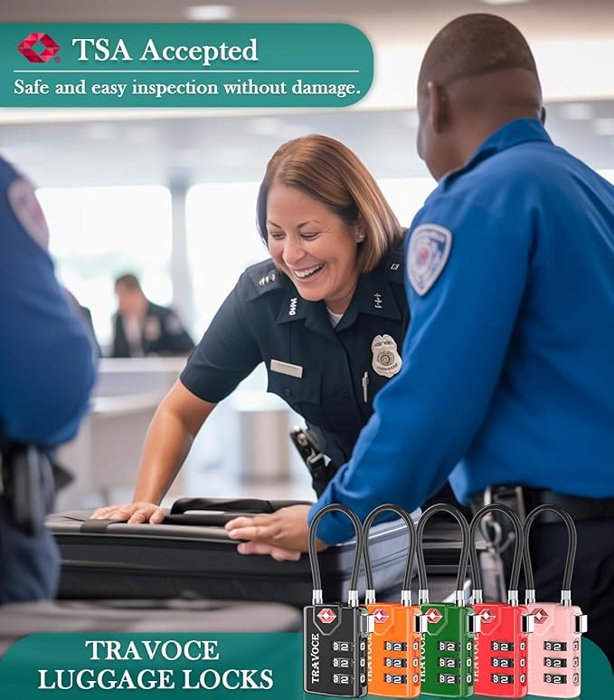 TSA Approved Luggage Locks, Travel Locks Which Also Work Great as Gym Locks, Toolbox Lock, Backpack and More, Black 10 Pack