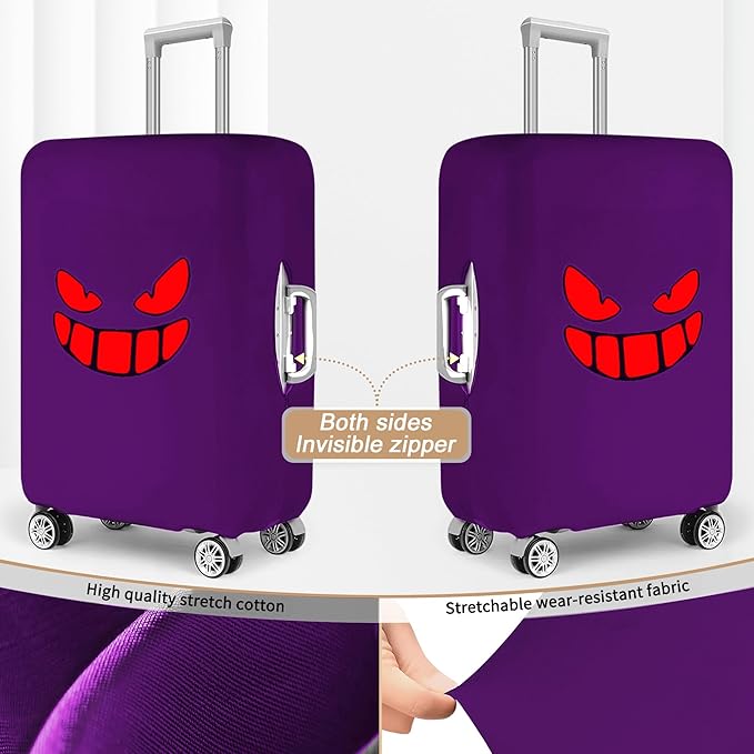 Travel Luggage Cover Thicker Spandex Suitcase Protector Elastic Washable Baggage Covers (S (for 19-20 inch luggage), Purple Eye)