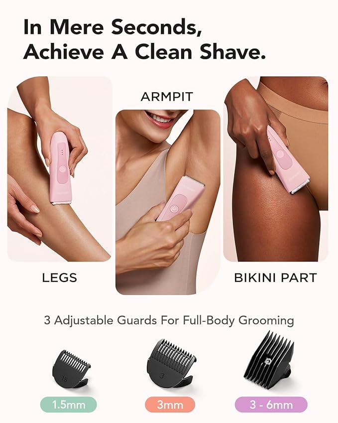 LADYSPOT™ Hair Finishing Trimmers, with 3 Guard and Replaceable Ceramic Blade Heads, LADYSPOT™ Hair Shaver Kit Sets (Women-Pink-Version)