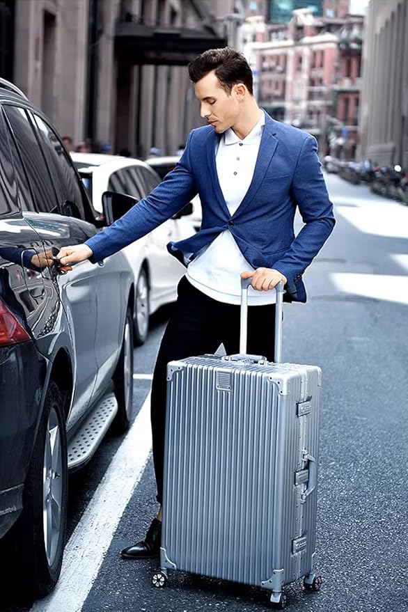 HotWay All Aluminum Carry On Luggage, 20 Inch Hard Shell Suitcase with Spinner Wheels and TSA Lock, Luggage for Business Travel (22x14x9 Airline Approved)
