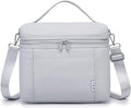 NOL Natural Organic Lifestyle Insulated Lunch Bags for Women Cooler Bag Lightweight Nylon Waterproof Lunch Box For Work (Gray White, Medium(normal))