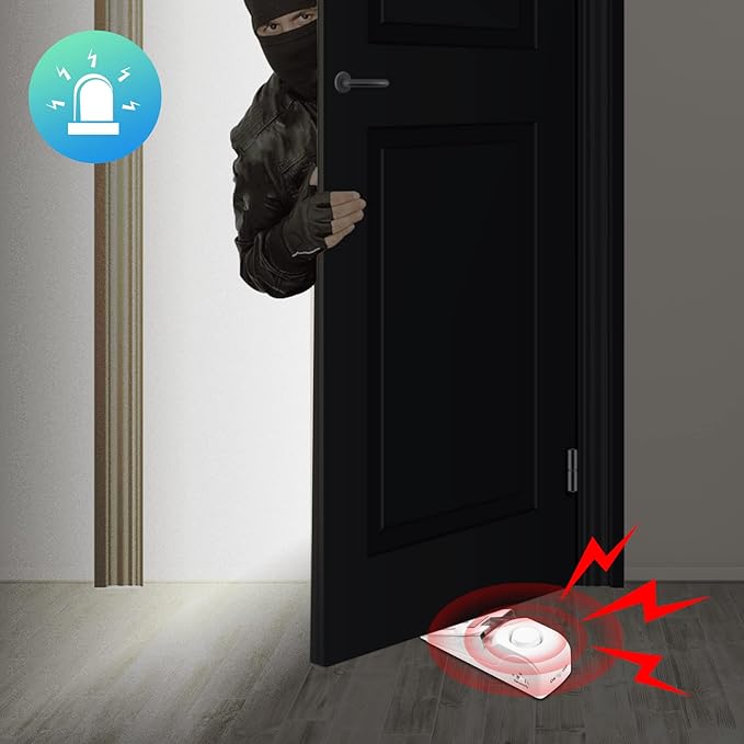 Door Stop Alarm, Door Stopper with 120DB Security Alarm, Floor Wedge Doorstop for Travel Apartment Home House (Pack of 1)