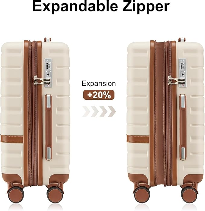 Luggage Sets 4 Piece with TSA Lock Hardside PC+ABS Carry On expandable Suitcase with Spinner Wheels Lightweight Travel Luggage Sets with YKK Zippers(Dark Green, 4 Piece Sets(14/20/DB/TB))
