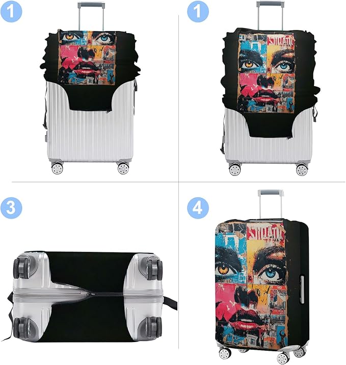 Luggage Cover Washable Suitcase Protector Anti-scratch Suitcase cover Fits 20-34 Inch Luggage (Girl-4, M(24-26inch suitcase))