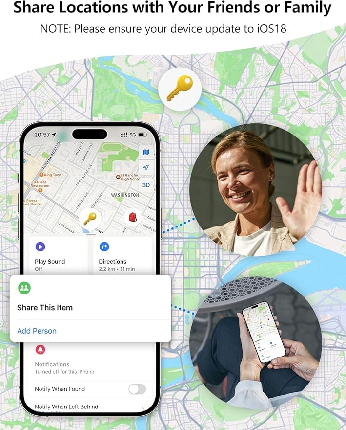 Tracker Tags, Item Finder Work with Apple Find My (iOS Only), Tracking Device Locator Smart Tag for Luggage, Keys, Wallet, Bike, Pets, Bags (Black, 4 Pack)