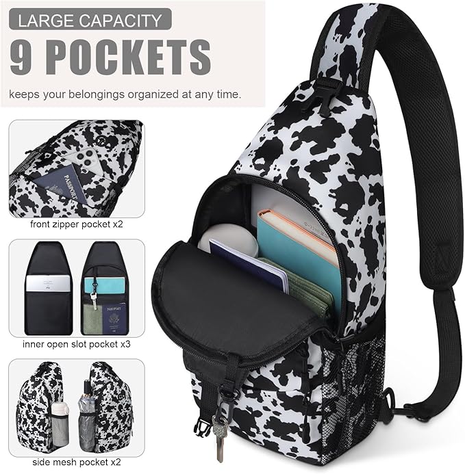 Crossbody Bags for Women Men Trendy Sling Bag Bakpack Casual Chest Bag with Convertible Shoulder Strap