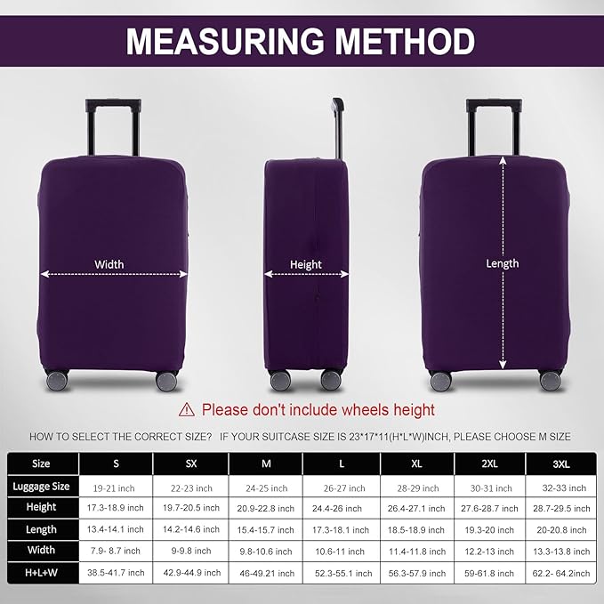 Travel Luggage Cover Suitcase Protector Scratch-Resistant Fit 19-31 Inch Suitcase, Not Included Suitcase (Purple, 2XL(30-31 inch))