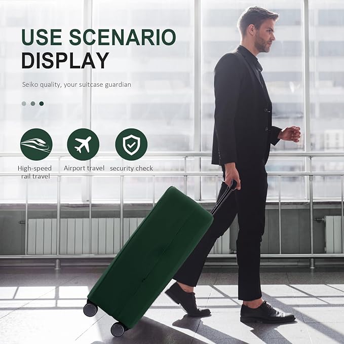 Travel Luggage Cover Suitcase Protector Scratch-Resistant Fit 19-31 Inch Suitcase, Not Included Suitcase (Avocado Green, L(26-27 inch))