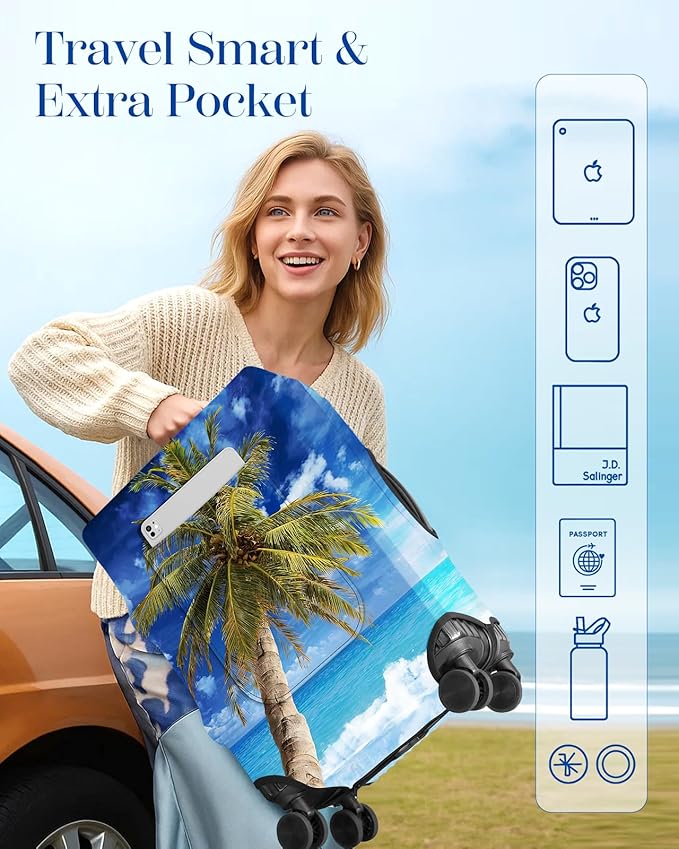 Slohif Luggage Cover for Suitcase Tsa Approved Protector - Luggage Sleeve Large Suit Case Cover Travel Stretch Baggage Case Protective Washable Fit 24-27 Inch Hawaii M