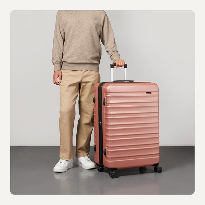 Amazon Basics 30" Hardside Large Checked Luggage, Hardshell Suitcase With Wheels, Expandable For Up to 15% More Space, With Scratch-Resistant Surface, Four Multi-directional Wheels, Rose Gold