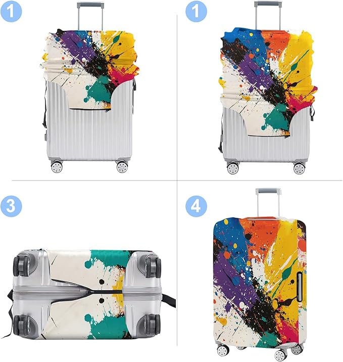 Luggage Cover Washable Suitcase Protector Anti-scratch Suitcase cover Fits 20-34 Inch Luggage (Watercolor, M(24-26inch suitcase))