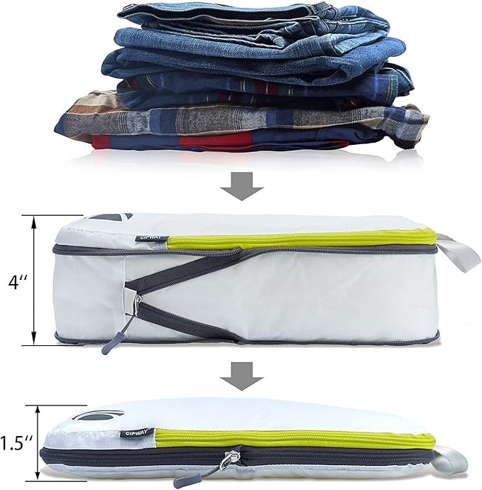 Cipway Compression Packing Cubes Set, Ultralight Expandable Travel Packing Organizers for Carry on Luggage (White 6pcs)