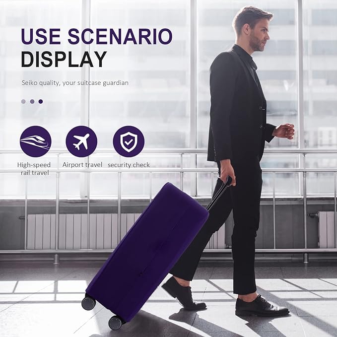 Travel Luggage Cover Suitcase Protector Scratch-Resistant Fit 19-31 Inch Suitcase, Not Included Suitcase (Purple, S(19-21 inch))