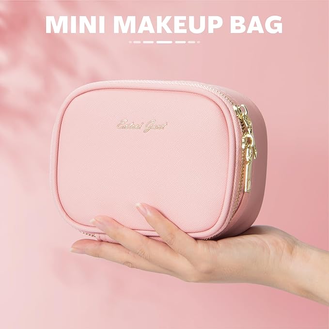 Small Makeup Bag Travel Train Case with Mirror and Light Mini Travel Make up for Women Train Case Cosmetic Organizer 3 Adjustable Brightness Toiletry Bag Portable Artist Storage