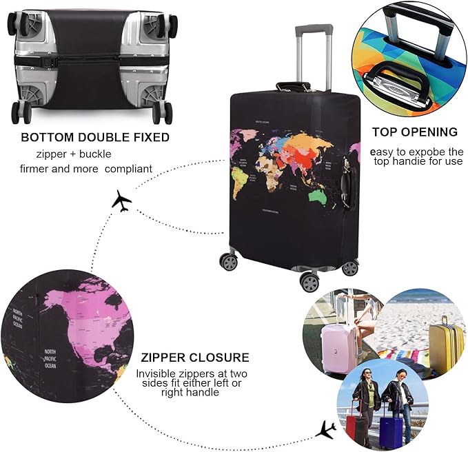 MosaiRudo Thicker Luggage Cover Elastic Suitcase Cover Protector Fits 18-32 Inch Suitcase Travel Accessories (TKM0044, S)