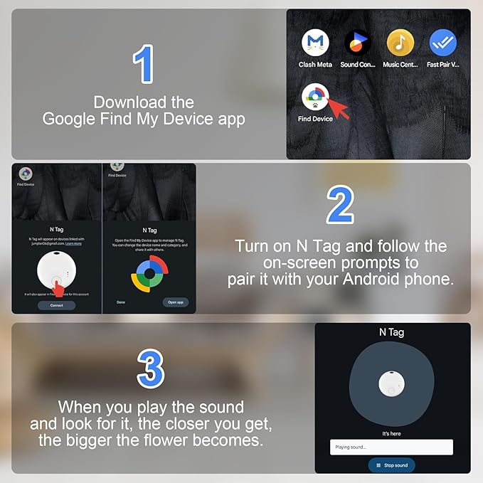 Bluetooth Tracker for Android, 2 Pack Item Finder Work with Google Find My Device App, Keys Finder and Item Locator for Keys Wallet Bags Pets ONLY Android, Smart Tracking Tag for Luggage, Backpack