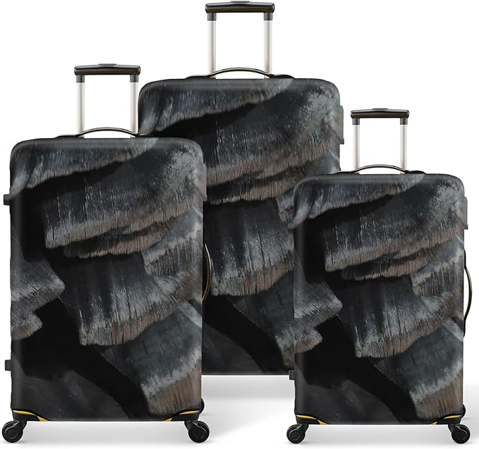 20/24/28 Inch PVC Luggage Protector Covers for TSA Approved 3 PCS Clear Suitcase Cover Protector Transparent Luggage Protective Cover Set (Painting, 20/24/28(3 sizes))
