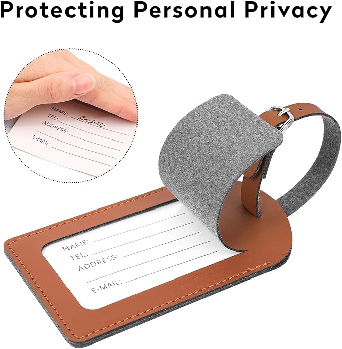 Luggage Tags for Suitcase Travel Bag Labels Privacy Protection Luggage Tag for Baggage PVC Baggage ID Label Tags Yellow+Brown