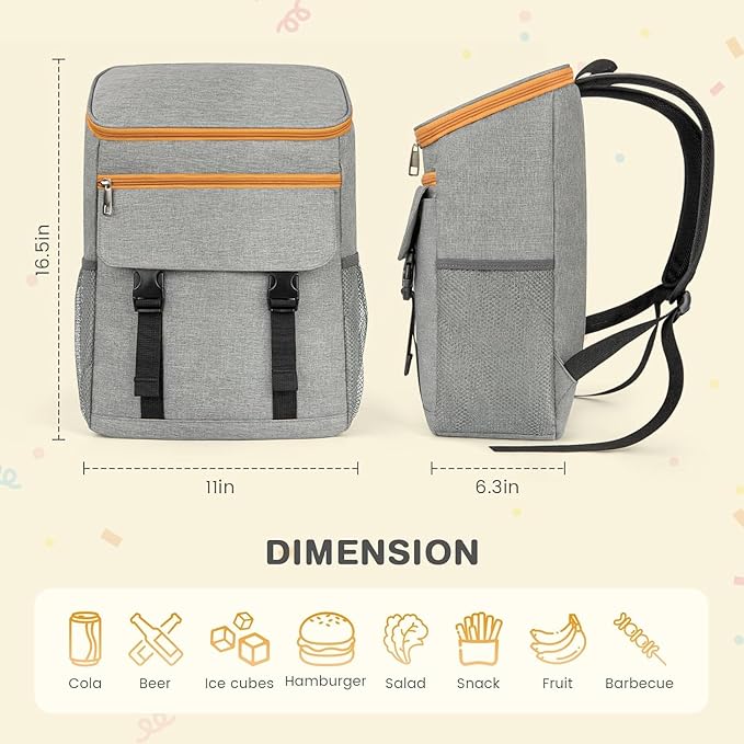 Cooler Backpack Soft Insulated Leak Proof 30 Cans Insulated Backpack Cooler Portable Picnic Camping Beach Hiking BBQ Lunch Backpack for Men and Women