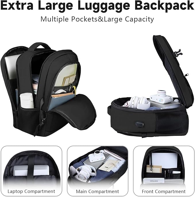 Lapsouno Laptop Backpack, Travel Laptop Backpack, Business Anti Theft Slim Sturdy 15.6 Inch TSA Friendly with USB Port, Water Resistant College School Computer Bag Gifts for Men Women, Black