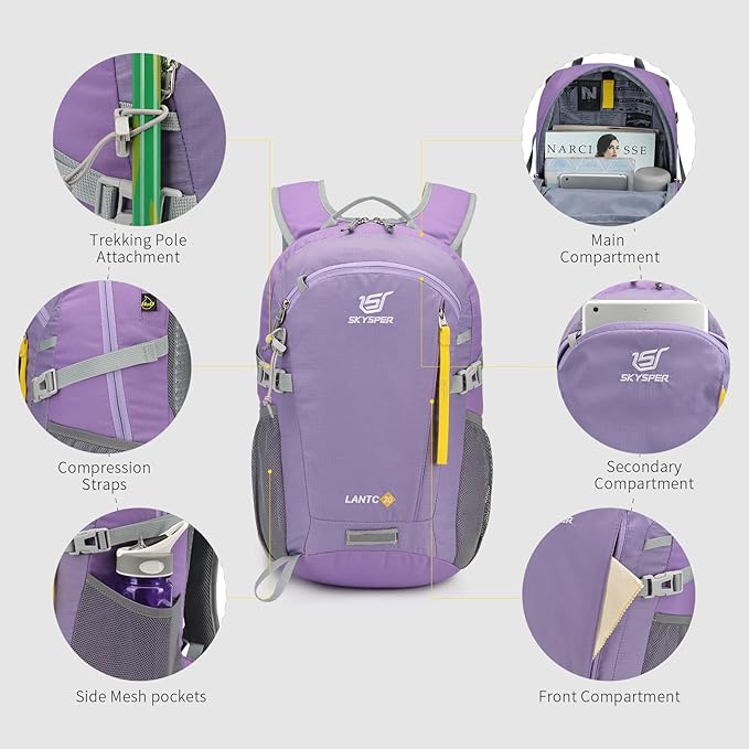 SKYSPER Small Hiking Backpack, 20L Lightweight Travel Backpacks Hiking Daypack for Women Men