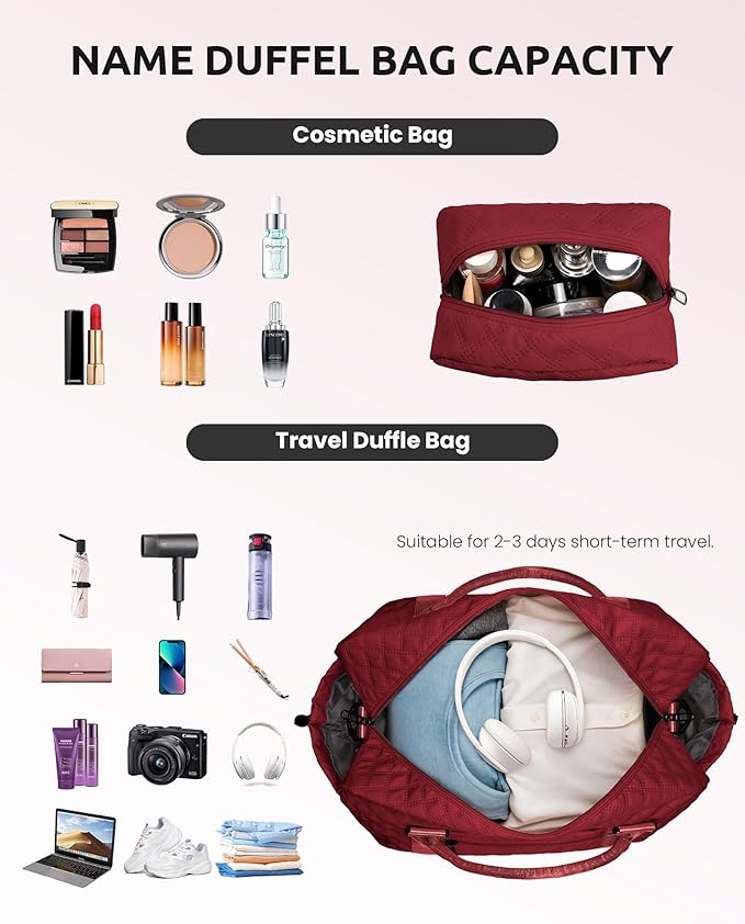 Personalized Gifts-Teen Duffle Bag with Shoe Compartment, Personalized Weekender Bag, Monogram Overnight Bag, Letter Travel Bag with Makeup Bag，Birthday Gift For Grandma (Letter O)