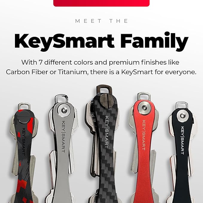 KEYSMART Key Holder for Keychain - Compact Key Organizer for Key Chain, Minimalist Clutter-Free EDC Keychains Key Ring, Blue, 14 Keys