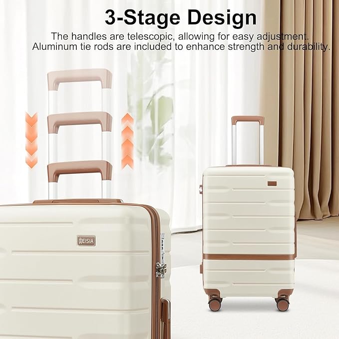 Luggage Sets 4 Piece with TSA Lock Hardside PC+ABS Carry On expandable Suitcase with Spinner Wheels Lightweight Rolling Travel Luggage Sets with YKK Zippers(Black, 4 Piece Sets(14/20/DB/TB))