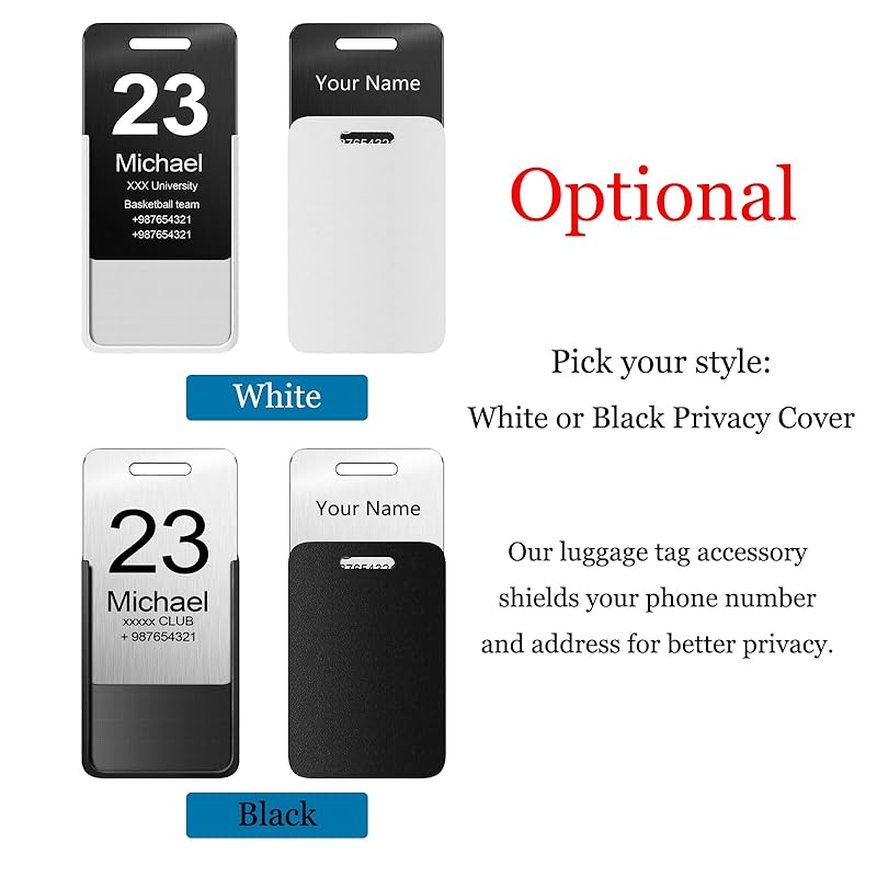 Customized Stainless Steel Luggage Tags: Personalize Your Suitcases, Backpacks, and Bags with Your Text - Custom Initial Text Name ID,Number 2"x3.3"(4 Pack)