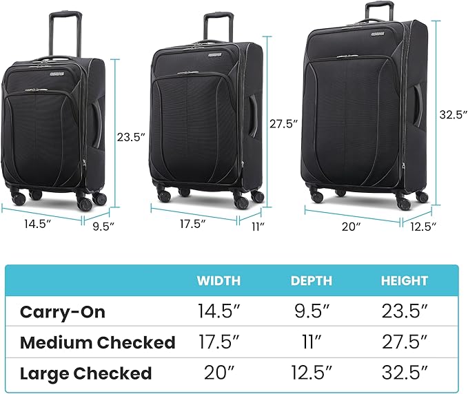 American Tourister 4 KIX 2.0 Expandable Softside Luggage with Spinner Wheels, 20 SPINNER, CLASSIC BLUE