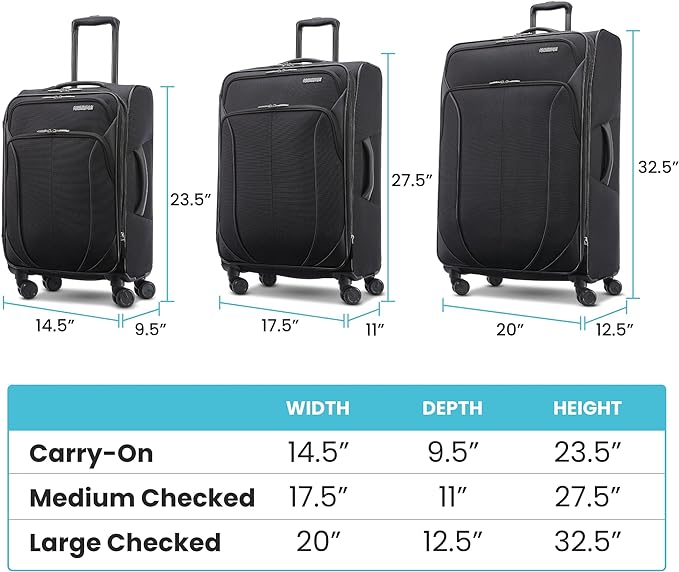 American Tourister 4 KIX 2.0 Expandable Softside Luggage with Spinner Wheels, 20 SPINNER, BLACK