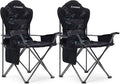 Camping Chairs, Outdoor Folding Chairs 2 Pack for Heavy People, Folding Chairs for Outside, Camp Chairs with Cup Holder & Cooler Bag, Supports up to 300lbs (2 Pcs, Camo)