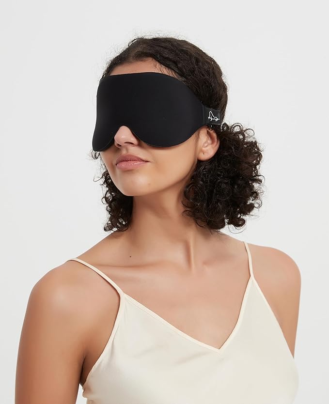 ALASKA BEAR Sleep Mask Memory Foam Contoured Eye Cups for Women and Men, Soft 3D Blackout Eye Mask for Sleeping No Pressure on Eyelids and Eyelashes Protection, Earplugs Set, Black
