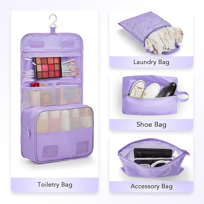 8 Set Compression Packing Cubes for Travel Essentials,Compressible Expandable Packing Cubes for Suitcase,OlarHike Luggage Organizer Bags for Travel,Handy Helper for Organizing Clothes(Light Purple)