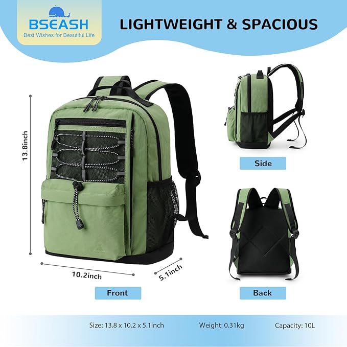 10L Small Size Casual Backpack for Kids Girls Boys Ages 3-9, Mini Waterproof Outdoor Sport Travel Hiking Camping Daypack (Light Pink)