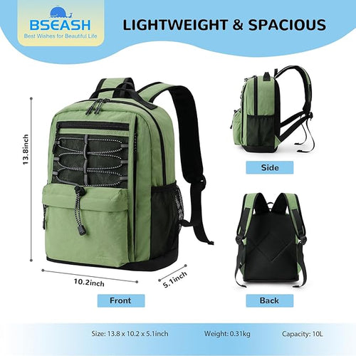 10L Small Size Casual Backpack for Kids Girls Boys Ages 3-9, Mini Waterproof Outdoor Sport Travel Hiking Camping Daypack (Khaki)