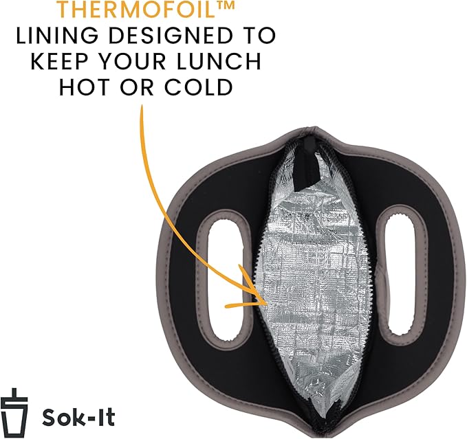 Sok It LunchTote Zippered Bag Insulated Neoprene Caddy (Green Living, Large 4.5 Quart Lunch Tote)