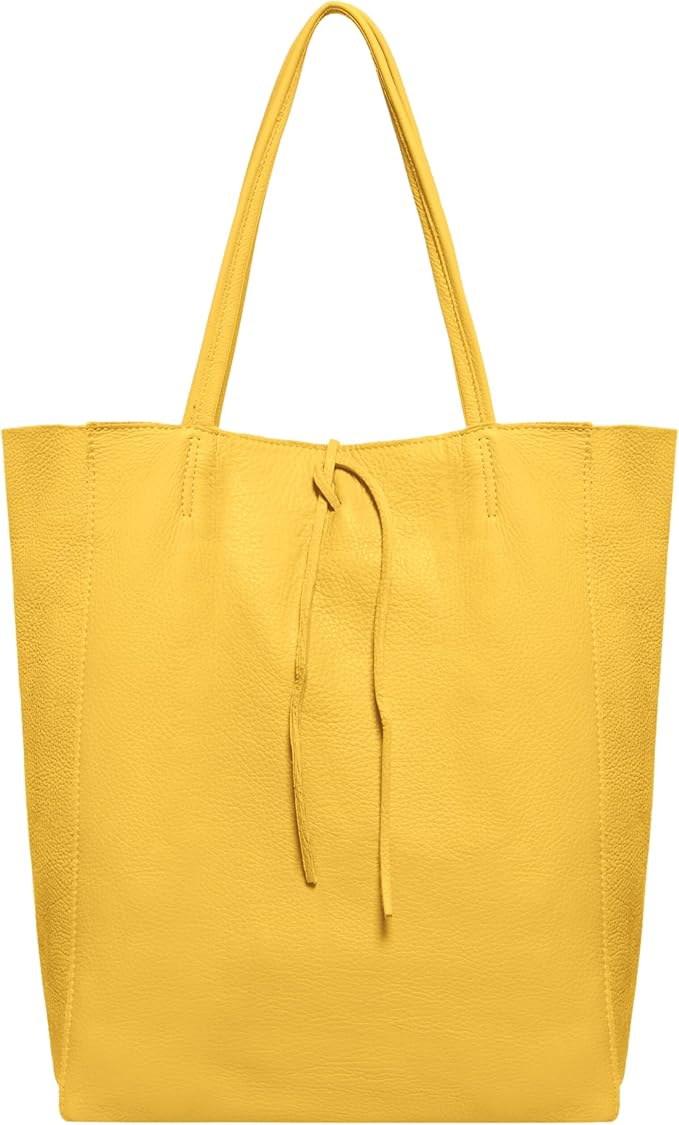 Italian Calf Leather Tote for Women with Zipper, Inner Pocket & Flat Base | Soft Unlined Shopper for Work & Travel