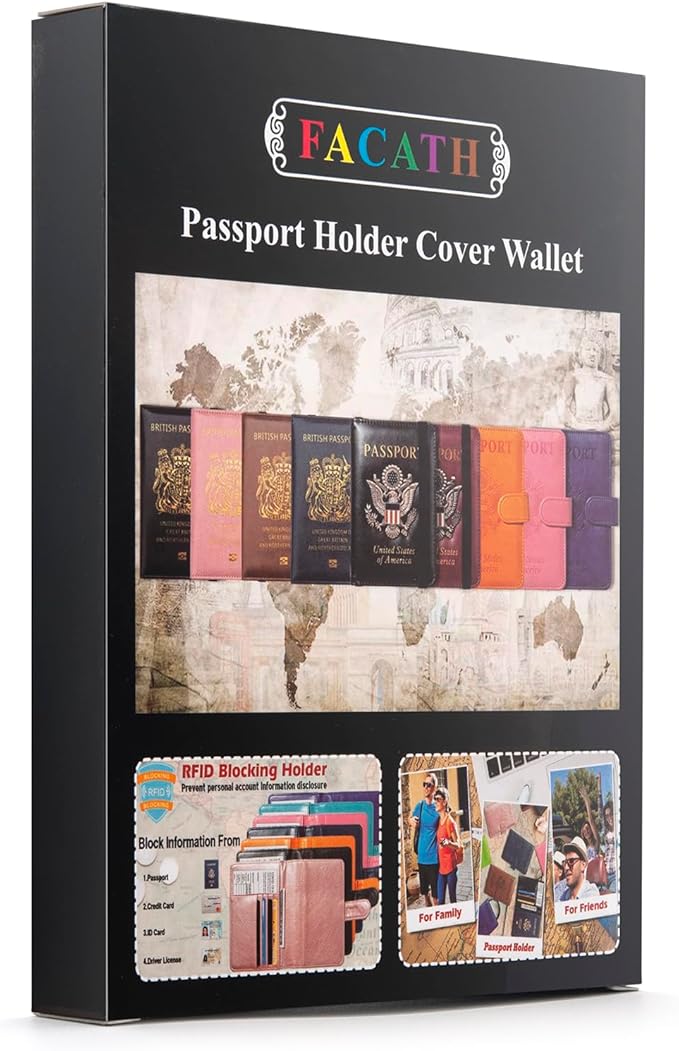 Passport Holder for Travel Passport Cover for Men Passport Wallet Case with Metal Badge Protector Leather Card Case RFID Blocking Women Travel Accessories Document Organizer (Rose Gold)