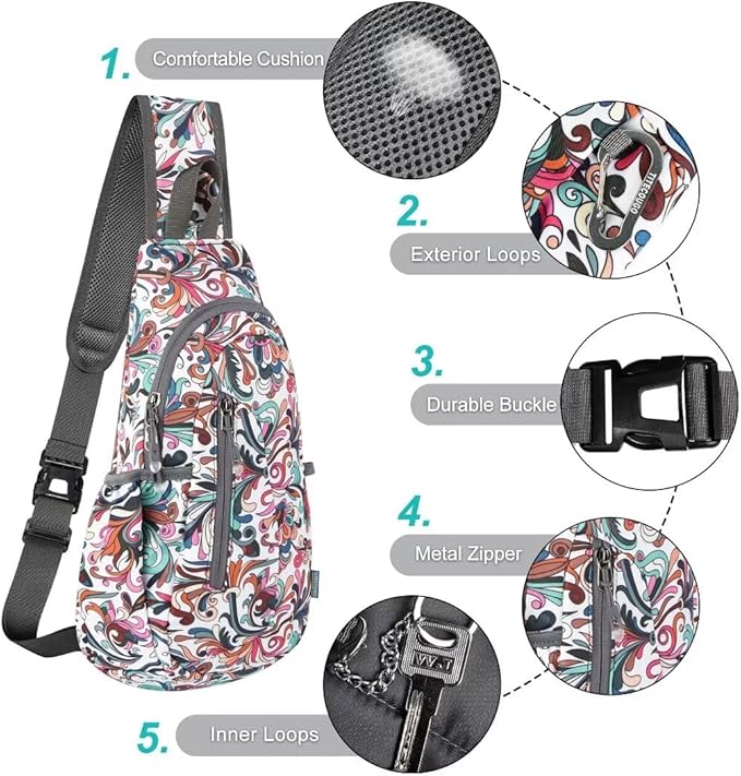 TITECOUGO Small Sling Bag, Lightweight Crossbody Backpack for Men Women, Shoulder Bag for Sports and Outdoor