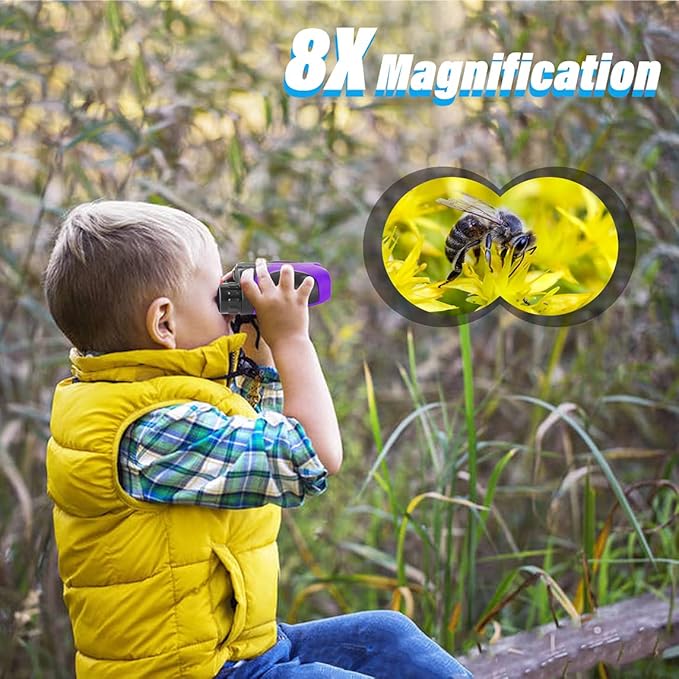 3-8 Years Old Girl Easter Gifts, VNVDFLM Compact Binoculars for Kids Yard Toys, for Girls Age 4-10 to Watching Birds, Telescope Gifts for 10 Years Old Boys to Wildlife (Purple)