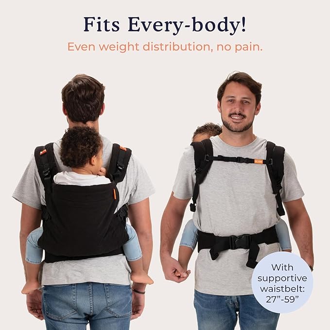 Beco Baby Carrier Toddler Carrier with Extra Wide Seat - 100% Cotton Carrying Backpack Style & Front-Carry,Lightweight & Breathable Child Carrier, Toddler Sling Carrier 20-60 lbs (Metro Black)